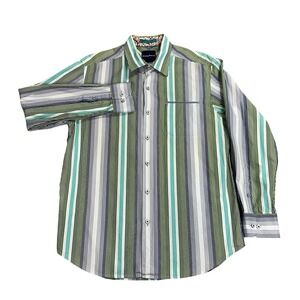 Tommy Bahama Silk Blend Stripe Button Down Shirt Mens Medium